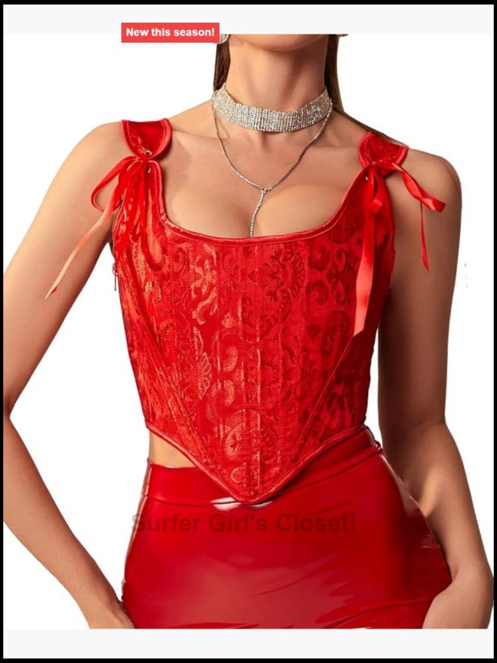 Womens Vintage Asymmetrical Hem Overbust Corset Tie Front Lace-up Back Bustier